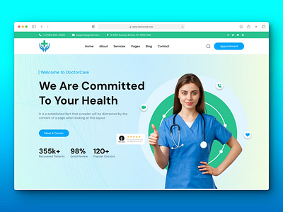 Investigating landing page designs for the Medical Sector clean conversion doctor graphic design health hero hero section homepage hospital landing page medical medical care minimal minimalist patient product design saas ui web web design