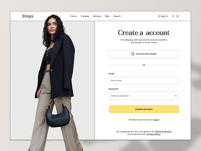 Create an account clean create account e commerce e commerce shop ecommerce website design figma login minimalism onboarding register shopping sign in sign up sign up form signin signup ui ux web design website