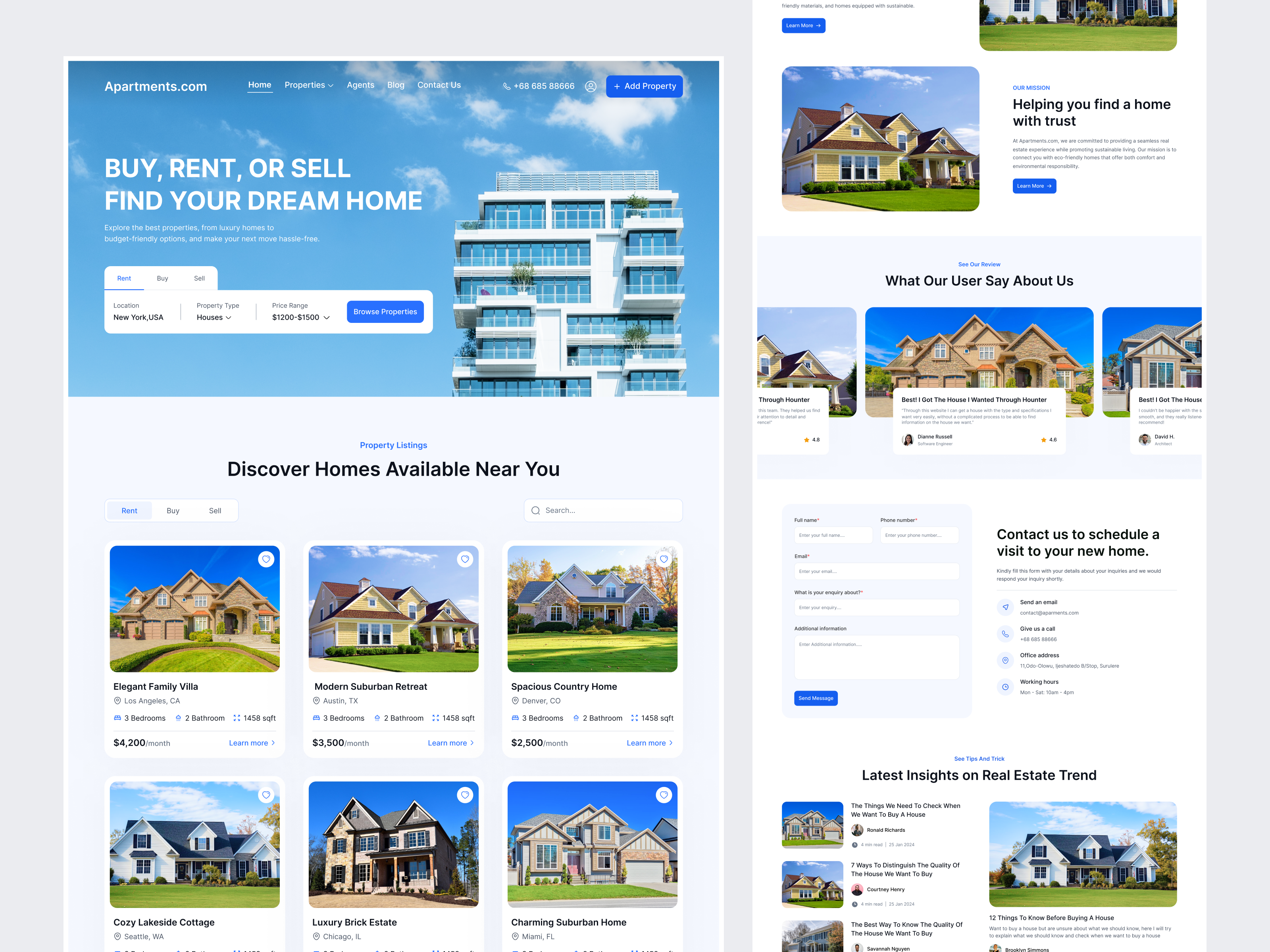 Real Estate Website Design apartment finder ui house hunting app property marketplace real estate landing page real estate web design rental website design