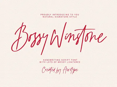 Bossy Winstone - Natural Handwritten Font Signature calligraphy cursive font fonts handdrawn handwriting handwritten lettering ligature script signature typeface typography