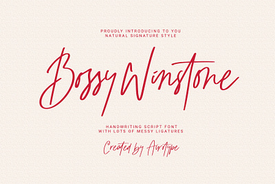 Bossy Winstone - Natural Handwritten Font Signature calligraphy cursive font fonts handdrawn handwriting handwritten lettering ligature script signature typeface typography