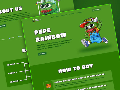 PEPE RAINBOW The Ultimate Pepe landing page. blockchain coin crypto crypto landing page cybersecurity design frog landing page landing page meme coin meme coin home page meme coin web desig memecoin landing page pepe coin landing page pepe nft pepe websitr ui web design webdesign website website design