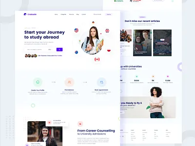 Study Abroad Web Exploration clean education indian designer indianpix landing page landing page ui minimal purple sanket sanket pal study study abroad study case study in canada study visa studying visa web design web ui