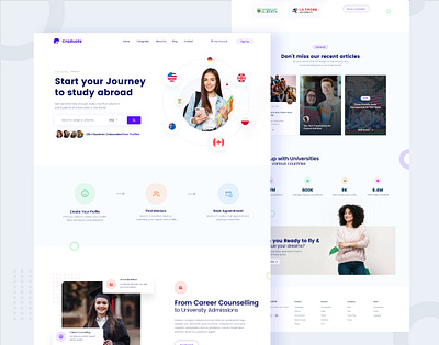 Study Abroad Web Exploration clean education indian designer indianpix landing page landing page ui minimal purple sanket sanket pal study study abroad study case study in canada study visa studying visa web design web ui