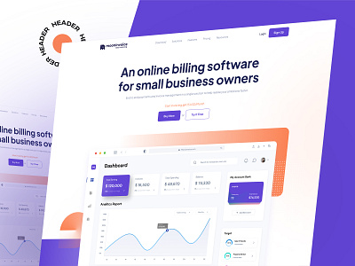 SAAS Website Header Redesign I Mooninvoice crm dashboard header hero hero image homepage invoice invoice management invoice website landing page management moon invoice navigation online invoice saas software ui design uiux uiuxdesign web app