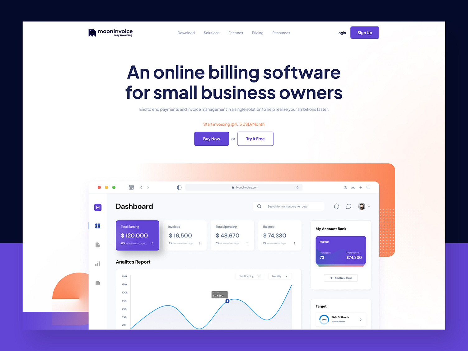 SAAS Website Header Redesign I Mooninvoice by IMTIAZUX🔥 on Dribbble