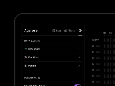 Desktop Analysis analysis categories desktop log preferences settings stats switch tabs time timeline tracking