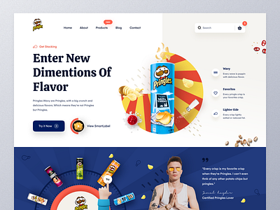 Pringles Website UI color variation chips crackers crisp ecommerce food homepage landing page lays mockup potato pringles product restaurant snacks typogaphy ui ux web design website website design