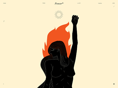 Woman power abstract composition design editorial illustration fire fire illustration illustration laconic lines minimal poster power woman illustration woman power