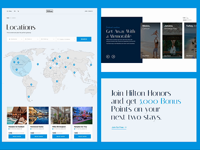 Website redesign Hilton Hotels animation corporate desktop figma ui ux web webdesign