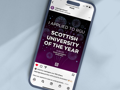 Robert Gordon University: Instagram competition graphic applicants competition feed post instagram robert gordon university student recruitment ucas