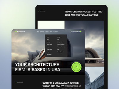 Axiom Nexus — Architecture Agency website Template agency architect landing page architecture architecture webdesign branding building design illustration landing design landing page minimal property real estate residence house typography ui ux web webdesign website