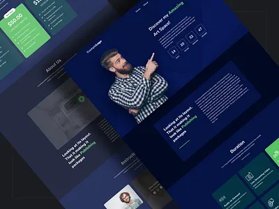 Simple landing page design agency clean color course creative dark theme dark ui design illustration landing landing page design training uidesign ux website