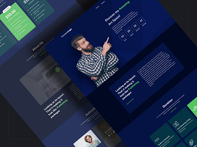 Simple landing page design agency clean color course creative dark theme dark ui design illustration landing landing page design training uidesign ux website
