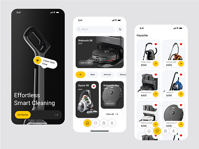 Vacuum Cleaner App app design cleaner cleaning control design efficiency home house ios mobile mobile app smart ui uxdesign vacuum