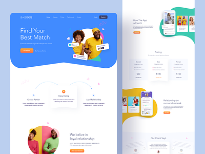 Dating Landing Page - 03 couple landing page creative landing page dating app dating app landing dating landing page dating marketing page dating website design landing page ui matchmaker landing page matchmaker website minimal landing page web application web ui website landing page