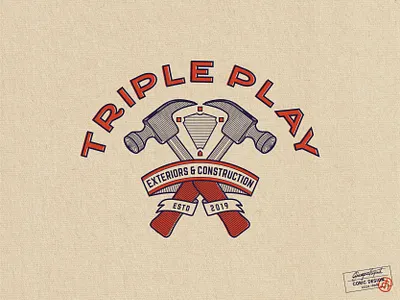 Triple Play brand identity branding building business construction geometric hand drawn idaho illustration lines logo masculine retro texture tool traditional type typography vintage visual identity