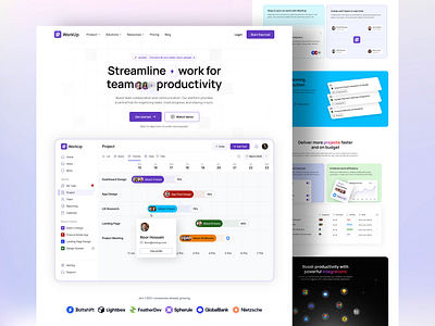 Project Management Landing Page figma home landing page product design project management saas task management ui ui design uiux user experience user interface ux web design website