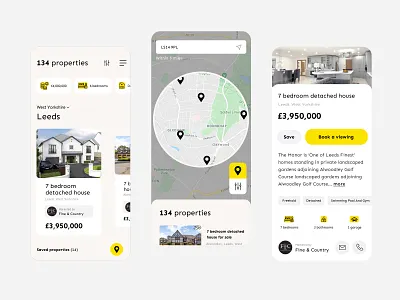 Find a property (app only) app app design clean design grid house housebuying layout minimal product property search simple ui web website