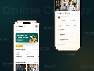 Online Learning App UI Design appdesign branding creativedesign design dribbleshots figma illustration logodesign moderndesign prototype ui uiux ux webdesign websites