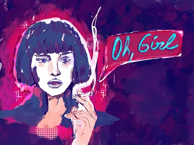 “Oh, Girl” Retro - Procreate Illustration animation art director artist branding color cool design digital editorial game art hot illustration illustrator magazine poster procreate retro smoking tee woman