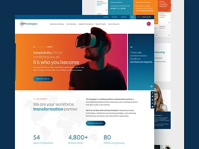 GP Strategies Homepage Concept 2 aerospace agency automotive consulting gradient homepage landingpage orange red sketch virtual reality wordpress