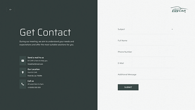 EV CAR | Contact design figma landing page ui ux web design