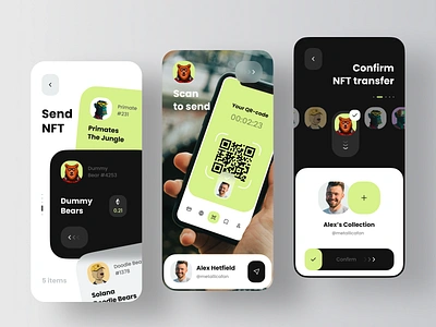 APE - NFT Marketplace Mobile App Sending NFT ape app binance blockchain crypto dao defi development marketplace meta mobile nft ui ux web 3.0 web3