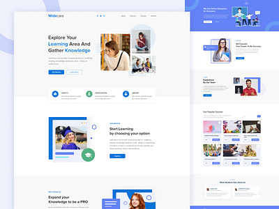 Widecare - Online Learning 2022 class clean creative creative design design education educational landing page landingpage minimal online eduation online learning platform trendy tutorial ui uiux ux website