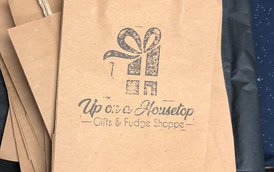 Up on a Housetop Gifts & Fudge Shoppe Logo branding design graphic design illustration logo small business