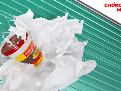 3D Liquid Simulation for anti-heat iron roof product. 3d branding graphic design