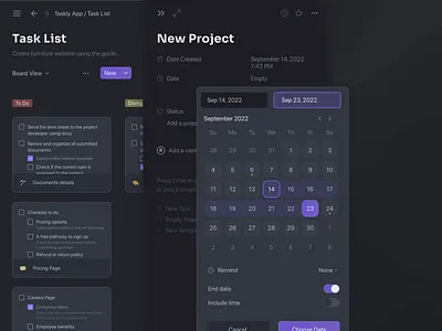 Date Picker - Notion Redesign Concept dark mode dark ui data date date picker notion task task app tasks team manager ui ux web design