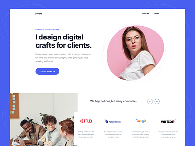 Creton - Personal Portfolio 2022 clean creative creative design design landing page minimal personal portfolio portfolio ui uiux ux website