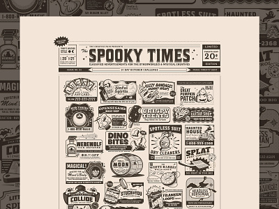 The Spooky Times ads halloween illustration illustrator inctober newspaper spooky the creative pain vector
