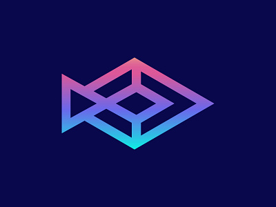 Geometric Fish logo abstract blockchain brand identity branding crypto ecommerce fish food geometric gradient icon logo mark nft pet sea symbol unused vector visual identity