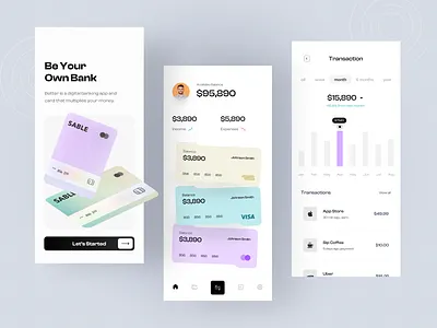 Banking Mobile App app app design bank card banking card crypto design e wallet finances fintech mobile mobile banking money management money transfer ofspace transactions ui virtual visa wire transfer