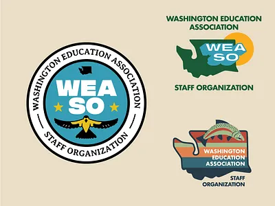 WEASO 2 badge brand education goldfinch goverment labor logo organization pacific northwest pnw salmon seal signage staff stamp union union logo washington state