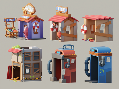 Survival Assets blender cartoon colorful gamart games illustration lowpoly mobilegames survival