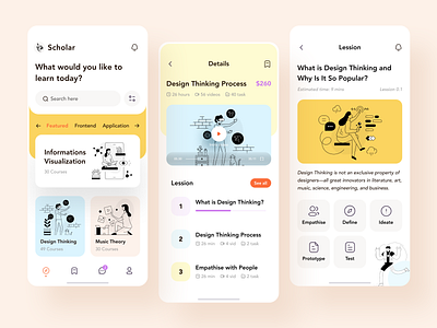 Online Learning Platform - Mobile App app app design clean ui course dribbble best shot e learning education education app illustraion learning app learning platform mobile app mobile app design mobile design online course online learning product design ui uiux ux