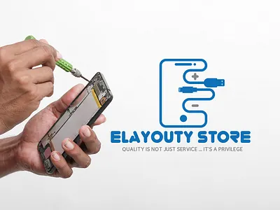 Elayouty Mobile Store Branding accessories art black blue branding design graphic design illustration logo maintenance mobile store vector