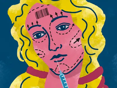 Aphrodite. Modern times aesthetic medicine aphrodite beauty botox conceptual editorial feminism graphic design illustration illustrator magazine modern mythology standarts surgery woman