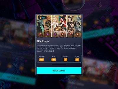 Card UI Element - Gaming Theme card card ui gaming gaming theme gaming ui gaming website ui element