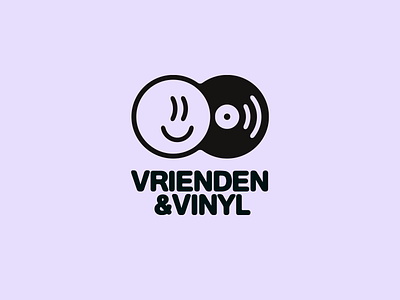 Vrienden & Vinyl logo branding design friend friendly friends graphic design identity logo minimal music smile smiley vinyl