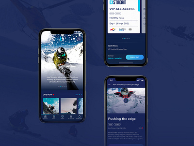 ExStream Sports | UX/UI App Design app app design content ecommerce extreme sports interaction interface design live livestream movies on demand personalisation sport sports app sports design streaming app tv app ui ux video