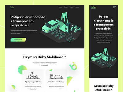 Huby Mobilności - Landing Page button cartoon clients colors design desktop font future gradient green mobile mobility scooter services transport transports ui ux yellow