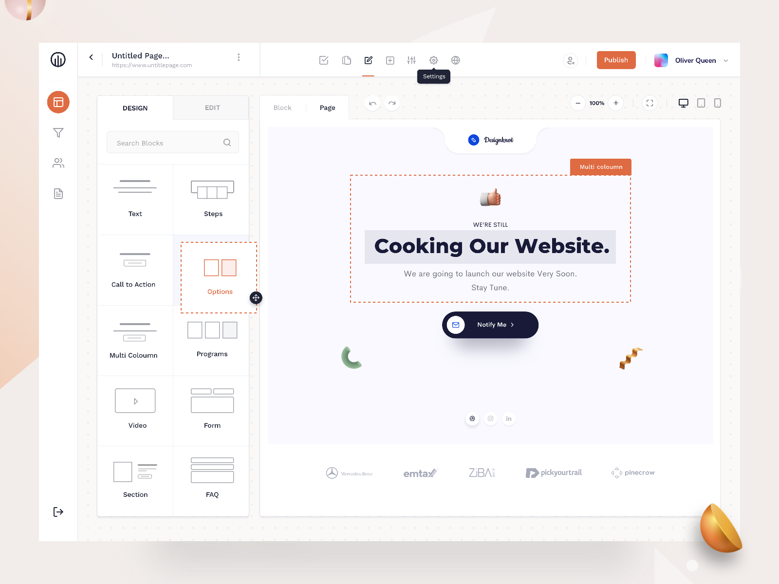 Example of Web page Builder-Edit page