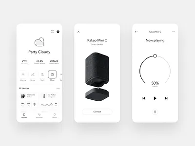 Smart home app concept clean elegant light minimal simple smarthome speaker ui ux