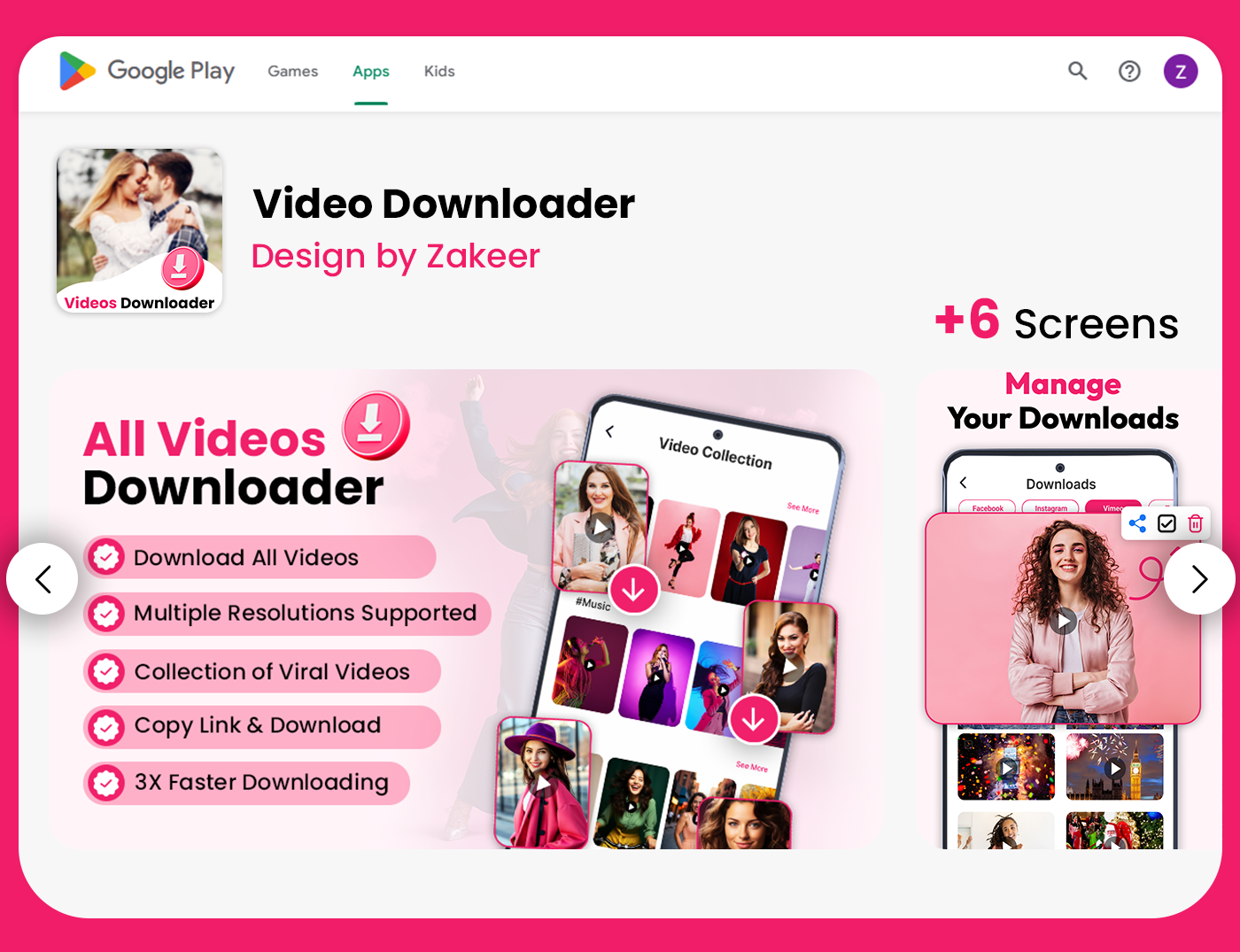 Video Downloader Graphics app graphics app screenshots google play screenshots graphic design video downloader app video downloader screenshots