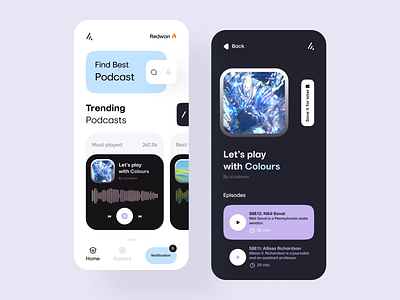Podcast App app interface minimal mobile mobile app mobile apps mobile design mobile ui mobileapp mobileappdesign podcast ui