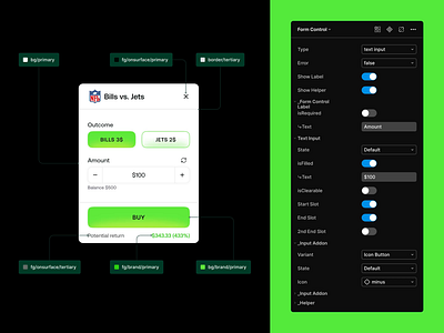 IDRISS - Components atoms button components crypto defi design system devmode documentation fintech green input styles variable variants widget